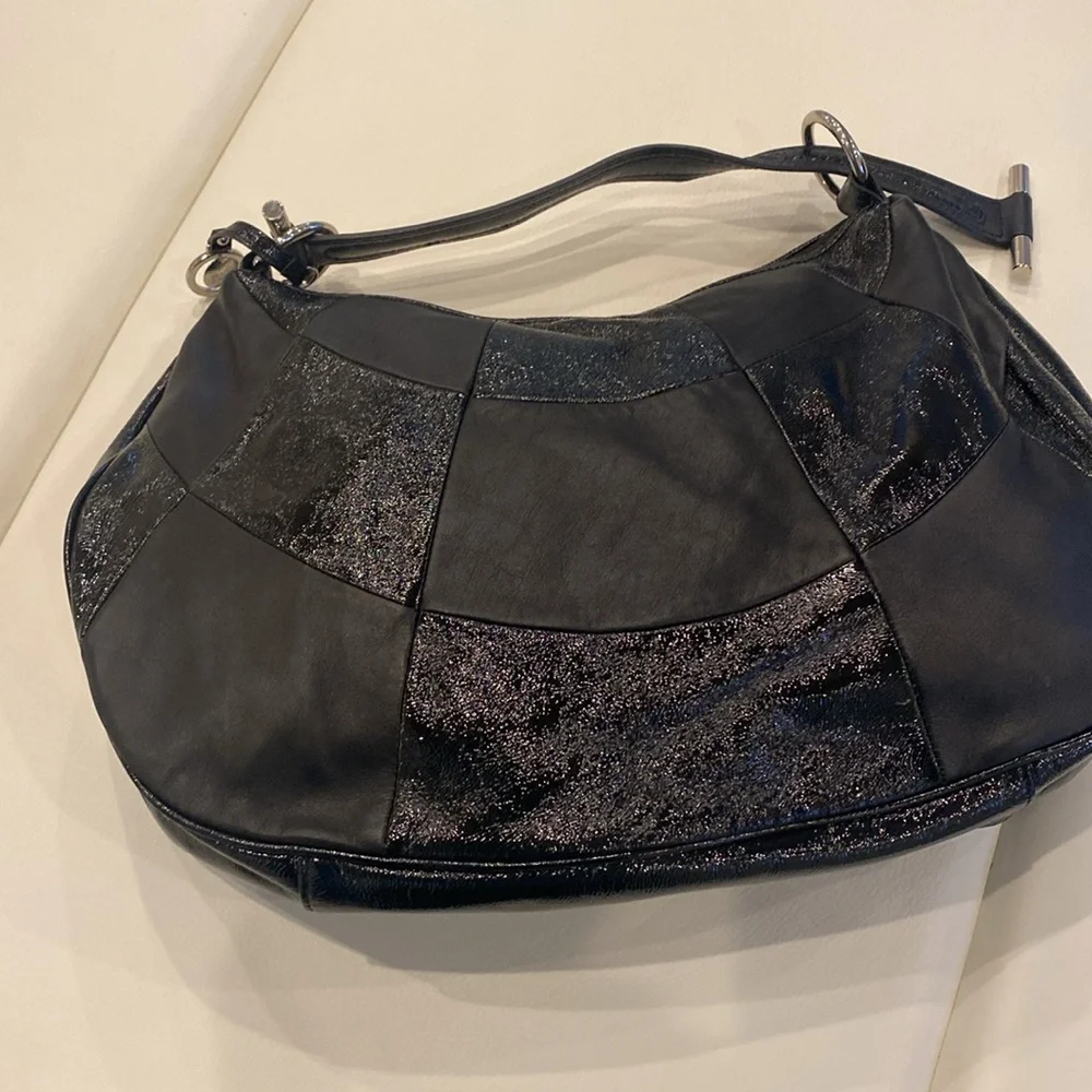 Franco Sarco, patent leather shoulder bag black